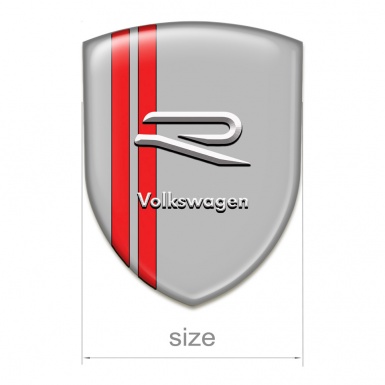 VW Tuning Emblem Grey Base Red Lines Style 