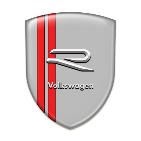 VW Tuning Emblem Grey Base Red Lines Style 