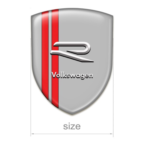 VW Tuning Emblem Grey Base Red Lines Style 