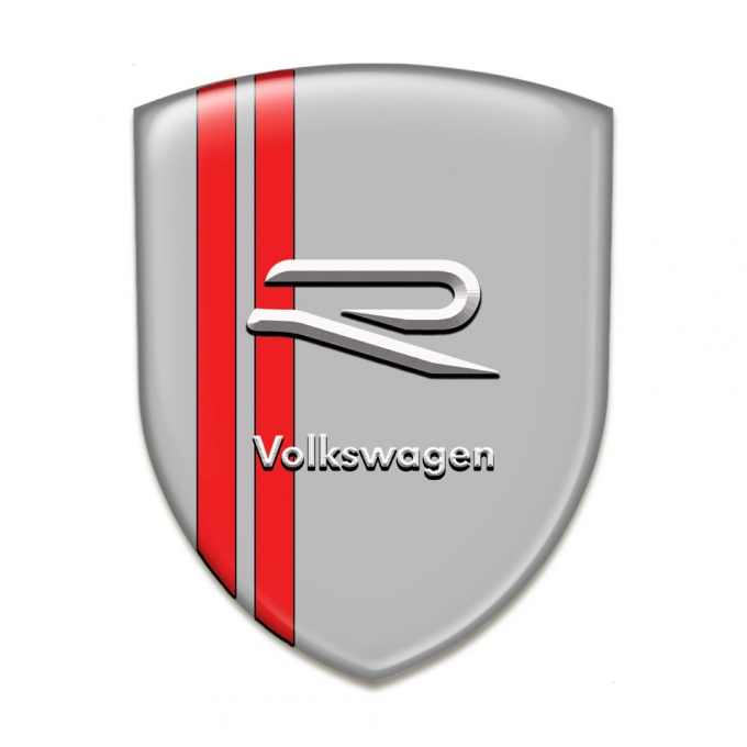 VW Tuning Emblem Grey Base Red Lines Style 