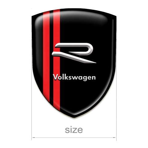 VW Car Accessories Badge Black Base Red Lines Style 