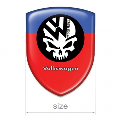 VW Self Adhesive Car logo Emblem Red Blue Base Skull Logo 