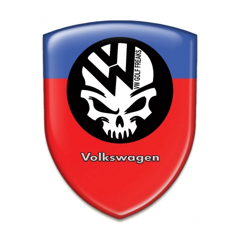 VW Self Adhesive Car logo Emblem Red Blue Base Skull Logo 