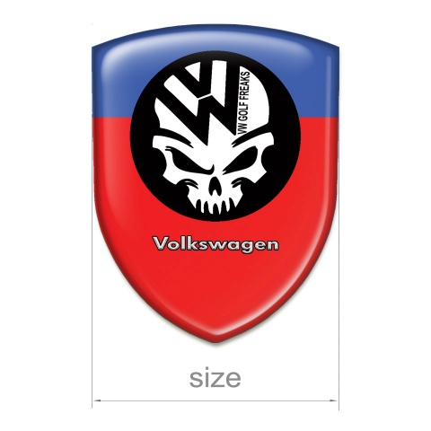 VW Self Adhesive Car logo Emblem Red Blue Base Skull Logo 