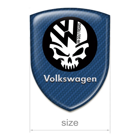 VW Car Interior Badge Navy blue Carbon with Skull Logo 