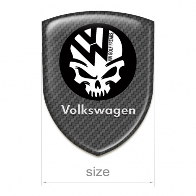 VW Silicone Car Decal Badge Carbon Base Skull Logo 