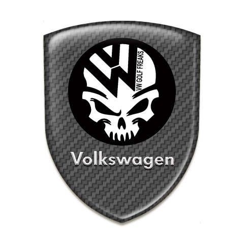 VW Silicone Car Decal Badge Carbon Base Skull Logo 