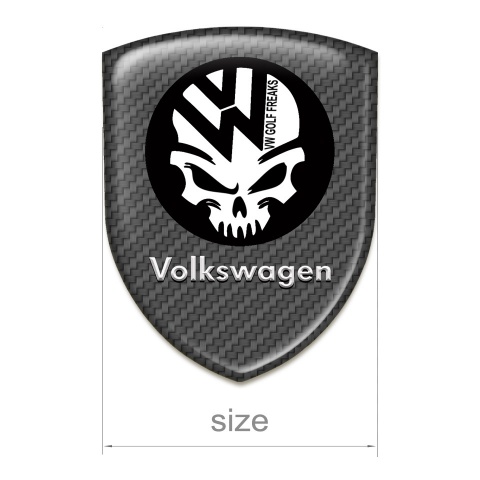VW Silicone Car Decal Badge Carbon Base Skull Logo 