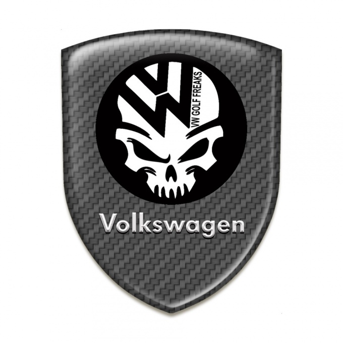 VW Silicone Car Decal Badge Carbon Base Skull Logo 