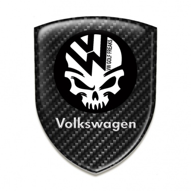 VW Auto Emblem Dark Carbon with Skull Logo 