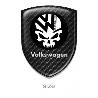 VW Auto Emblem Dark Carbon with Skull Logo 