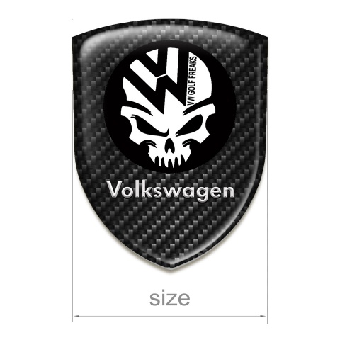 VW Auto Emblem Dark Carbon with Skull Logo 