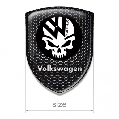 VW Silicone Emblem Perforated Steel Base Skull Logo 