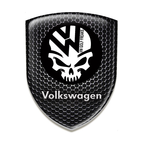 VW Silicone Emblem Perforated Steel Base Skull Logo 