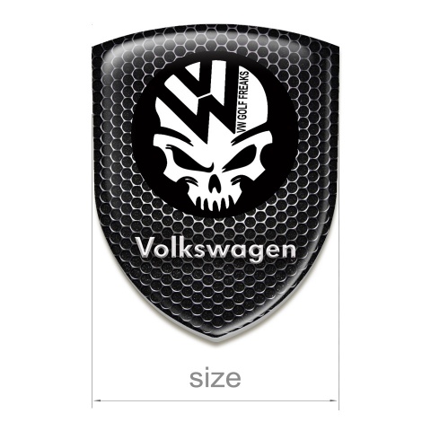 VW Silicone Emblem Perforated Steel Base Skull Logo 