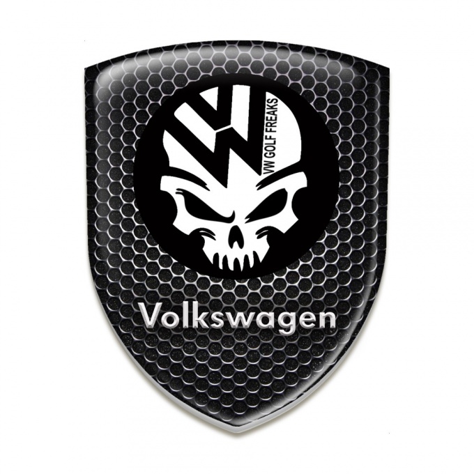 VW Silicone Emblem Perforated Steel Base Skull Logo 