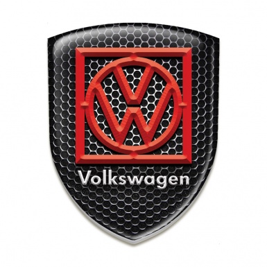VW Resin Sticker Perforated Steel Background Red Logo 
