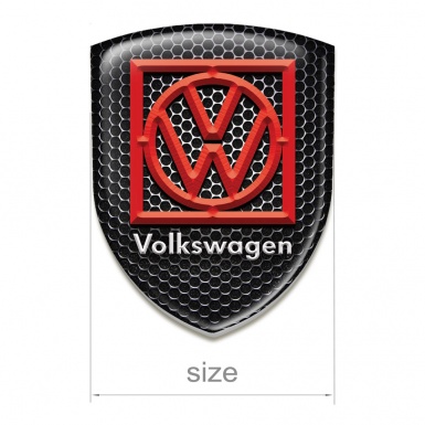VW Resin Sticker Perforated Steel Background Red Logo 