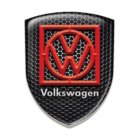 VW Resin Sticker Perforated Steel Background Red Logo 