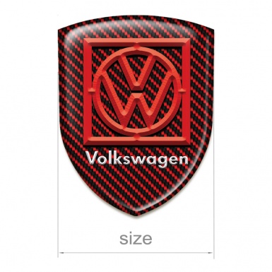 VW 3D Gel Emblem Red Carbon and Frame Logo 