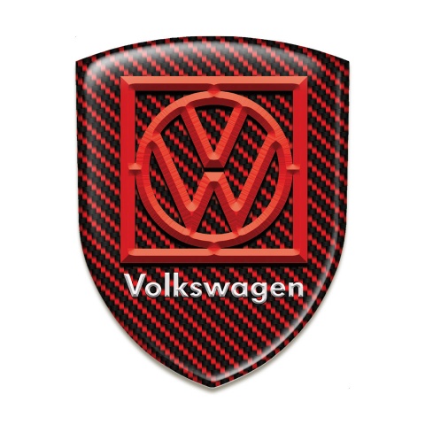 VW 3D Gel Emblem Red Carbon and Frame Logo 