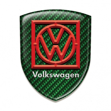 VW Emblem Interior Premium Quality Green Carbon Base Frame Logo Design 
