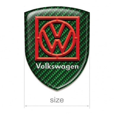 VW Emblem Interior Premium Quality Green Carbon Base Frame Logo Design 