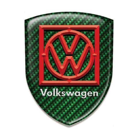 VW Emblem Interior Premium Quality Green Carbon Base Frame Logo Design 