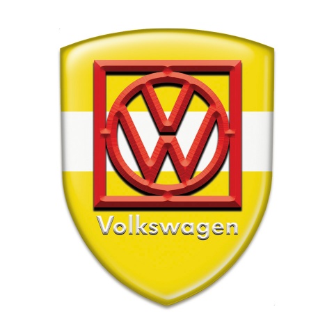 VW Silicone Shield Yellow with White Ribbon Base Red Frame Logo 