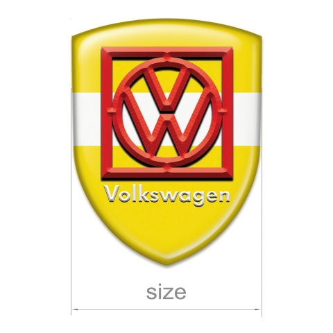 VW Silicone Shield Yellow with White Ribbon Base Red Frame Logo 