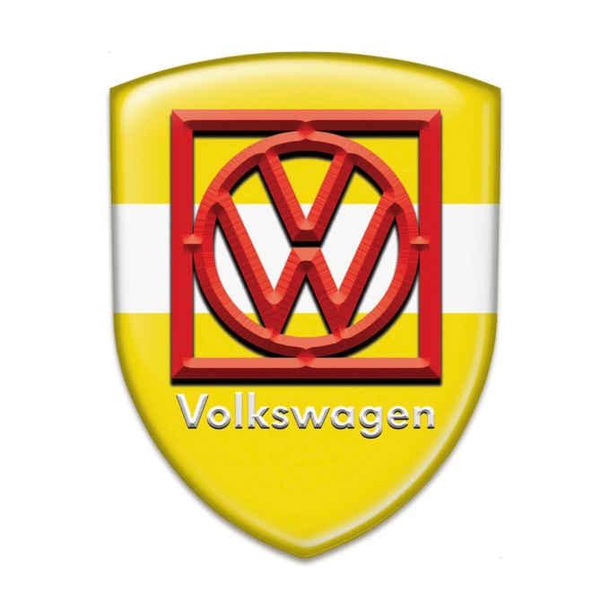 VW Silicone Shield Yellow with White Ribbon Base Red Frame Logo 