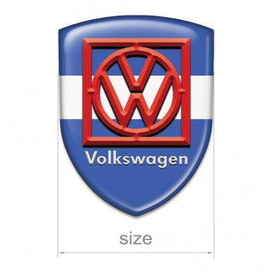 VW Auto Emblem Blue with White Ribbon base Red Frame Logo 