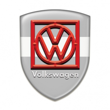 VW Emblem Badge Logo Grey White base Red Frame Logo 
