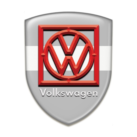 VW Emblem Badge Logo Grey White base Red Frame Logo 