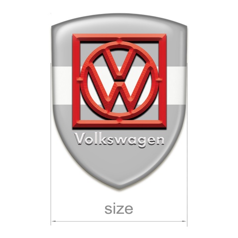 VW Emblem Badge Logo Grey White base Red Frame Logo 