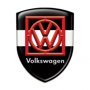 VW Logo Emblem Black White Background Red Frame Logo 