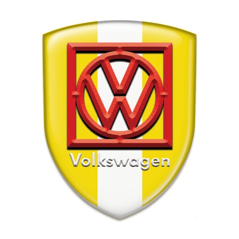 VW Self Adhesive Emblem Logo Yellow White Background Red Frame Logo 