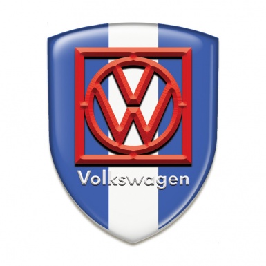 VW Domed Emblem Blue Whgite Base Red Frame Logo 