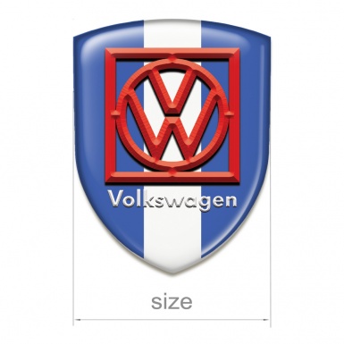 VW Domed Emblem Blue Whgite Base Red Frame Logo 