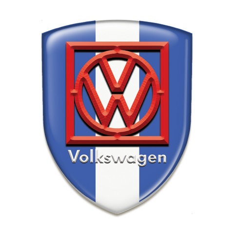 VW Domed Emblem Blue Whgite Base Red Frame Logo 