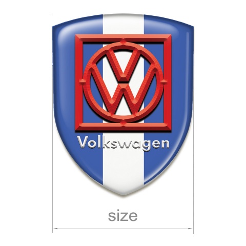 VW Domed Emblem Blue Whgite Base Red Frame Logo 