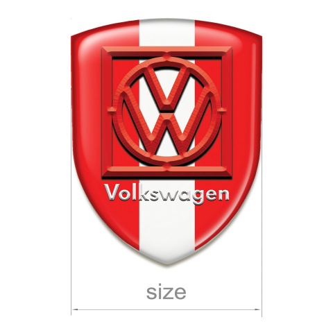VW Silicone Emblem Red White Base Frame Logo Style 