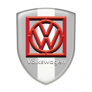 VW Resin Sticker Grey White Background Red Frame Logo 