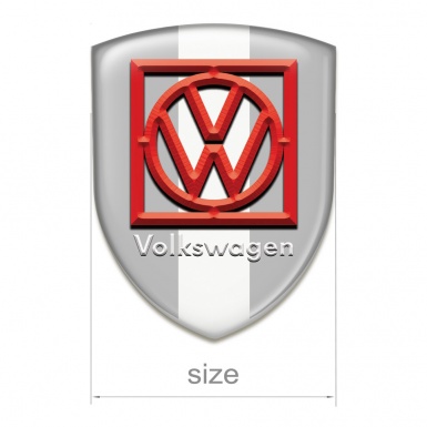 VW Resin Sticker Grey White Background Red Frame Logo 