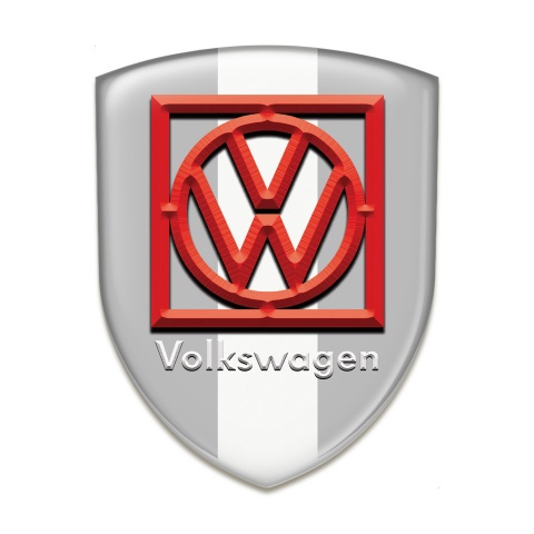VW Resin Sticker Grey White Background Red Frame Logo 