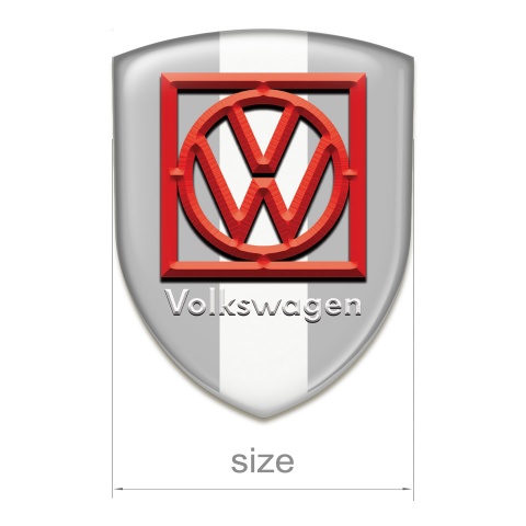 VW Resin Sticker Grey White Background Red Frame Logo 