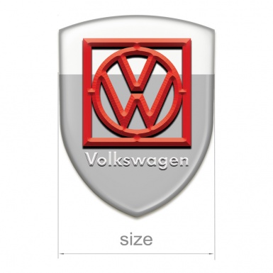 VW Emblem Exterior Grey White Print and Red Frame Logo 
