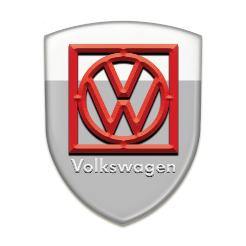 VW Emblem Exterior Grey White Print and Red Frame Logo 