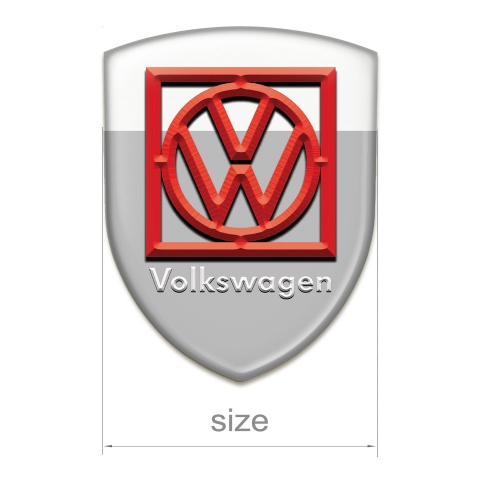 VW Emblem Exterior Grey White Print and Red Frame Logo 