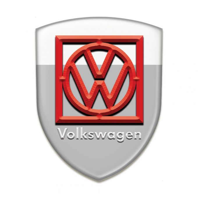 VW Emblem Exterior Grey White Print and Red Frame Logo 
